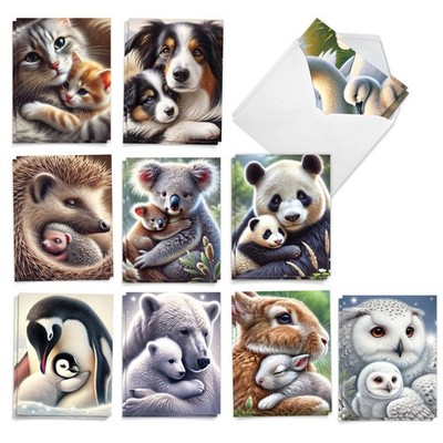 20 Assorted (2 Each) Mother's Day Notes 4 x 5.12 Inch w/Env - Huggables