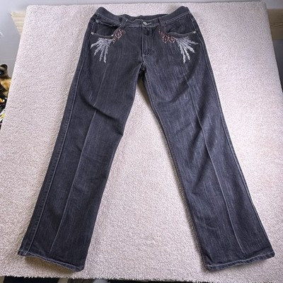 VTG Y2K Imperious Delf Trading Jeans Men 38x34 *36x31* Wing Embroidery Baggy