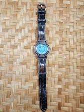 Ecclissi 23120 925 SS black leather sleeping beauty turquoise face watch