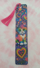 Rainbow Cat Metal Bookmark w/ Pink Tassel, He...
