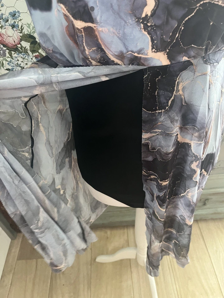 Costume da bagno con vestito sopra attaccato taglia 1xl blu effetto marmo  - Immagine 3 di 4