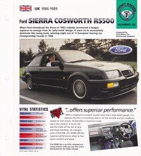 1986-1989 Ford Sierra Cosworth RS500 Spec Sheet IMP HOT CARS Brochure