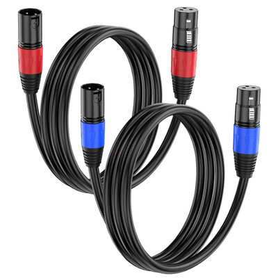 XLR Cable 3.3Ft 2 Packs - Premium Balanced Microphone Cable with 3-Pin XLR Male