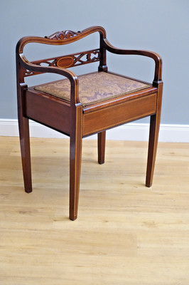 Hocker Klavierstuhl um 1900 England mit Fadenintarsien