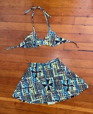 Vintage WWII Era 1940s 30s Cotton Bikini/Playsuit Set with Bra Top Mini Skirt