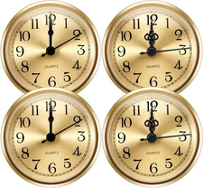 Outus 4 Pack 3-1/2 Inch (90 mm) Round Quartz Movement Clock Fit Gold 