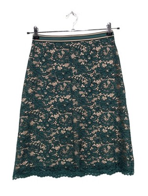 HALLHUBER Midirock Damen Rock Gr. DE 36 grün-creme Elegant