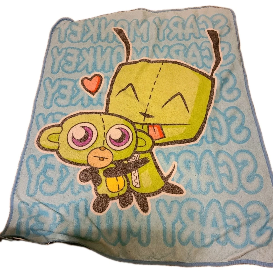 HTF Vintage Invader Zim Gir Blanket Scary Monkey 50x60 Throw Nickelodeon - Image 2 of 4