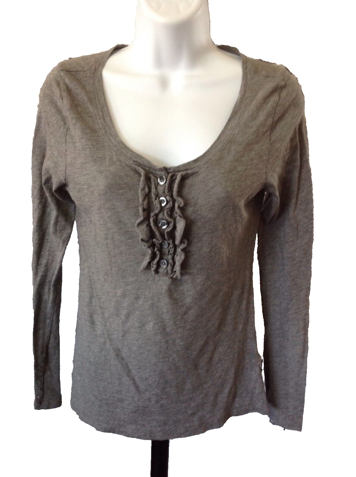 Old Navy Size SMALL Solid Gray Top With Ruffle De… - image 1