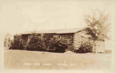A View Of The Pike Lake Lodge, Fifield, Wisconsin WI RPPC R.P.O. 1937