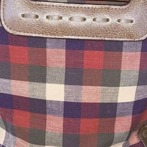 LONGABERGER MULTI COLOR CHECKERED PURSE WITH HANDLE OUTSIDE POCKETS - Picture 7 of 12