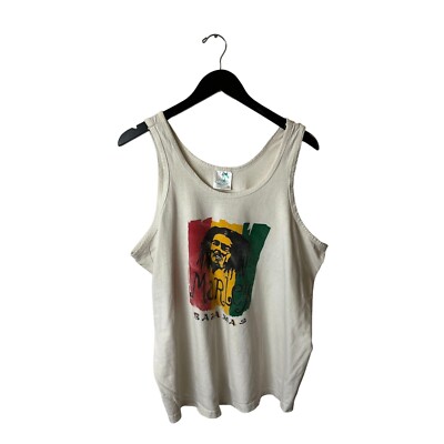 Vintage 90s Y2K Bob Marley Bahamas Tank Top Womens White 2XL XXL Reggae  Artist