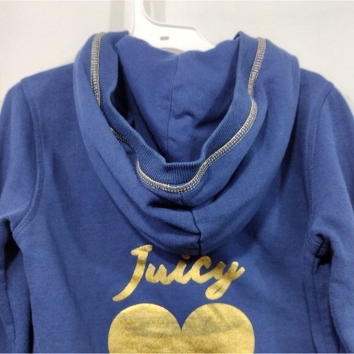 Juicy Couture Hooded Zip Up Jacket Girls 8/10 Blue Boho Retro 90s Y2K Casual - Picture 6 of 8