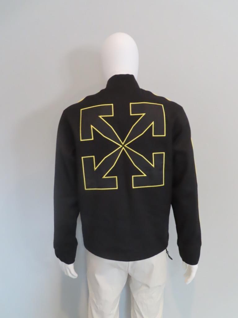 Off-White c/o Virgil Abloh Black Track Jacket w/ Yellow Logo Off-White c/o Virgil Abloh Black Track Jacket w/ Yellow Logo