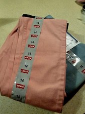 GIRLS LEVIS YOUTH 2 PACK STRETCH PULL ON JEANS - BLACK/LIGHT BLUE SIZE 14 NWT