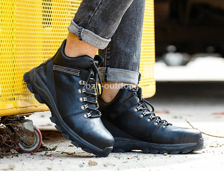 Men s Steel Toe Lace Up Light Safety Anti Puncture Splash Work