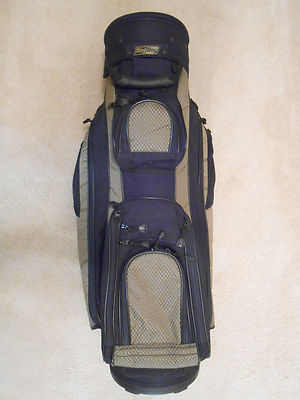 BAG BOY CART BAG - BLACK/OLIVE - 12 ZIPPERED COMPARTMENTS - GOOD CONDITION!
