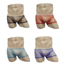Boxer Trasparenti Sexy Da Uomo Intimo Pantaloncini In Rete Costume Da Bagno ☆