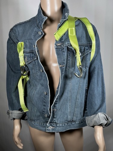 Denim Jacket With Straps Harness | Custom | Handmade | Sz Large - Picture 12 of 17