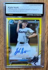 2021 Kyle Hurt Bowman Chrome Yellow Refractor /75 RC MBA Authentic AUTO Dodgers