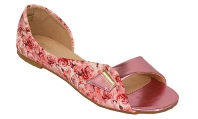 Bello Star Flat Pink Floral Print Slip On Open Toe Sandals UK