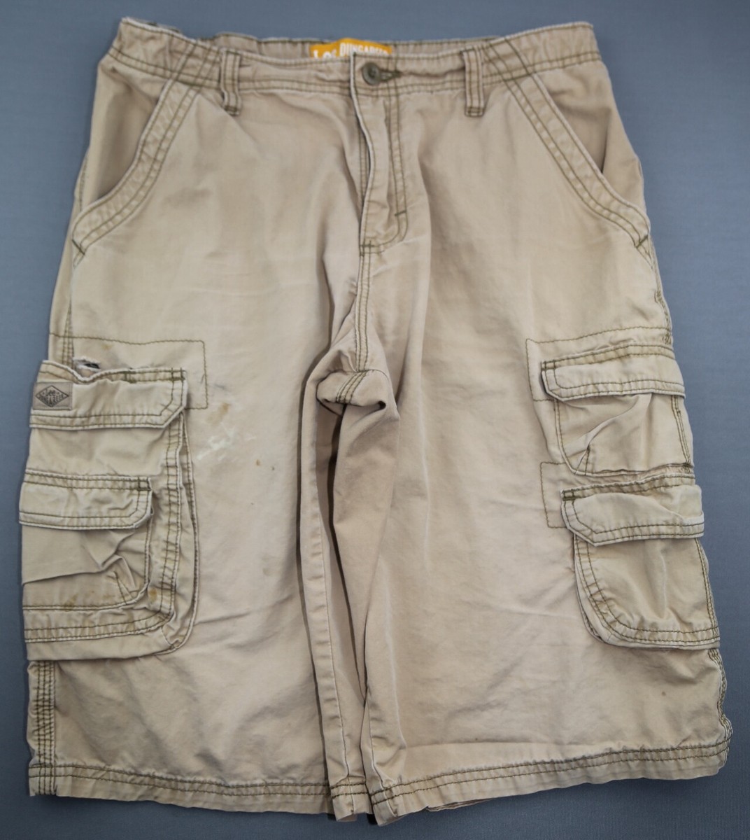 Boy's Lee Dungaree Cargo Shorts Brown Adjustable Waistband Size 18R (Msr  29x13)