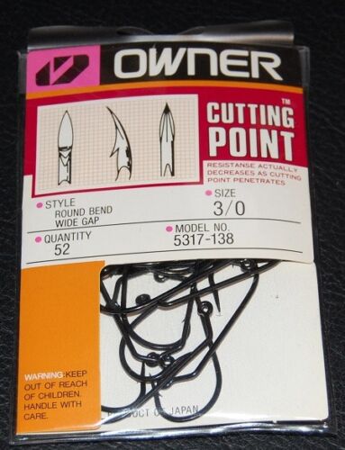 Owner 5317-138 60° Round Bend Wide Gap Jig Hooks - Size 3/0 Pro Pack of 52 - Picture 1 of 2