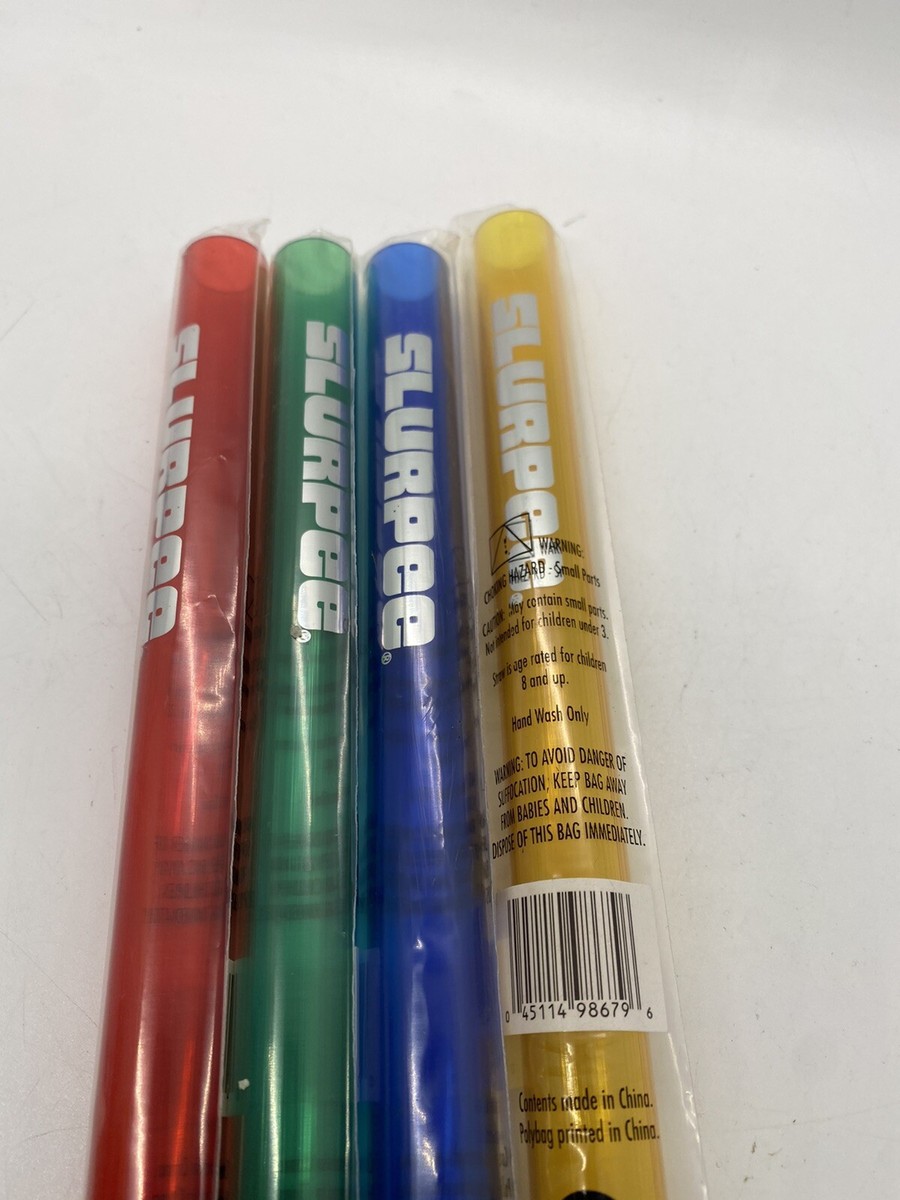 7-Eleven Slurpee GIANT MEGA Straw Set Blue Green Yellow Red PLASTIC BIG NIP  HTF