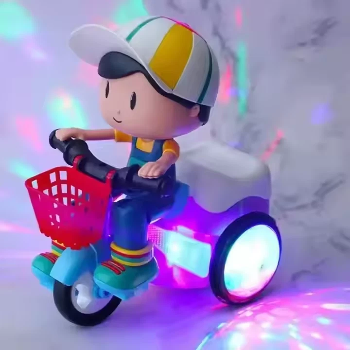 Electric Stunt Bike Toy Music  Tricycle Car Toy Children Interactive 360 Degree - Image 2 of 4