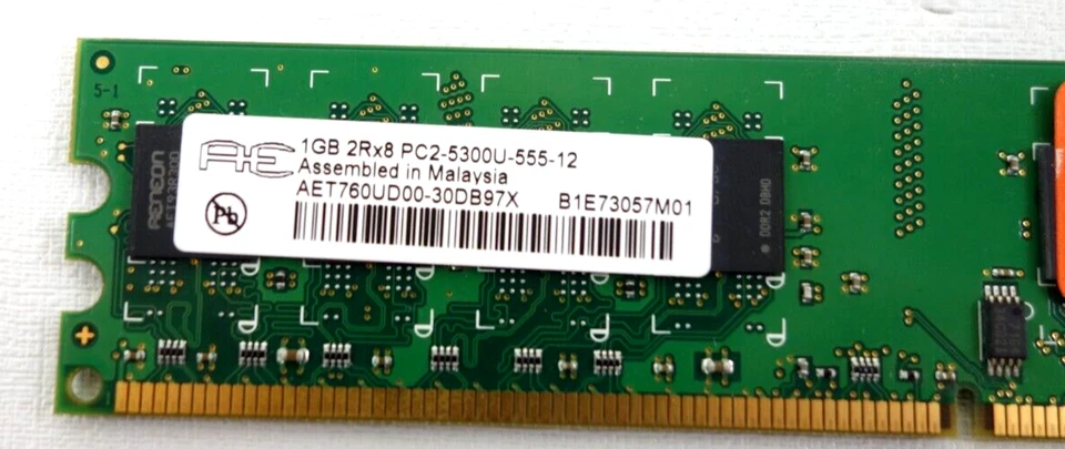 1 GB DDR2-RAM 240-pin 2Rx8 PC2-5300U non-ECC 667MHz  'Aeneon AET760UD00-30DB97X' - Bild 3 von 4