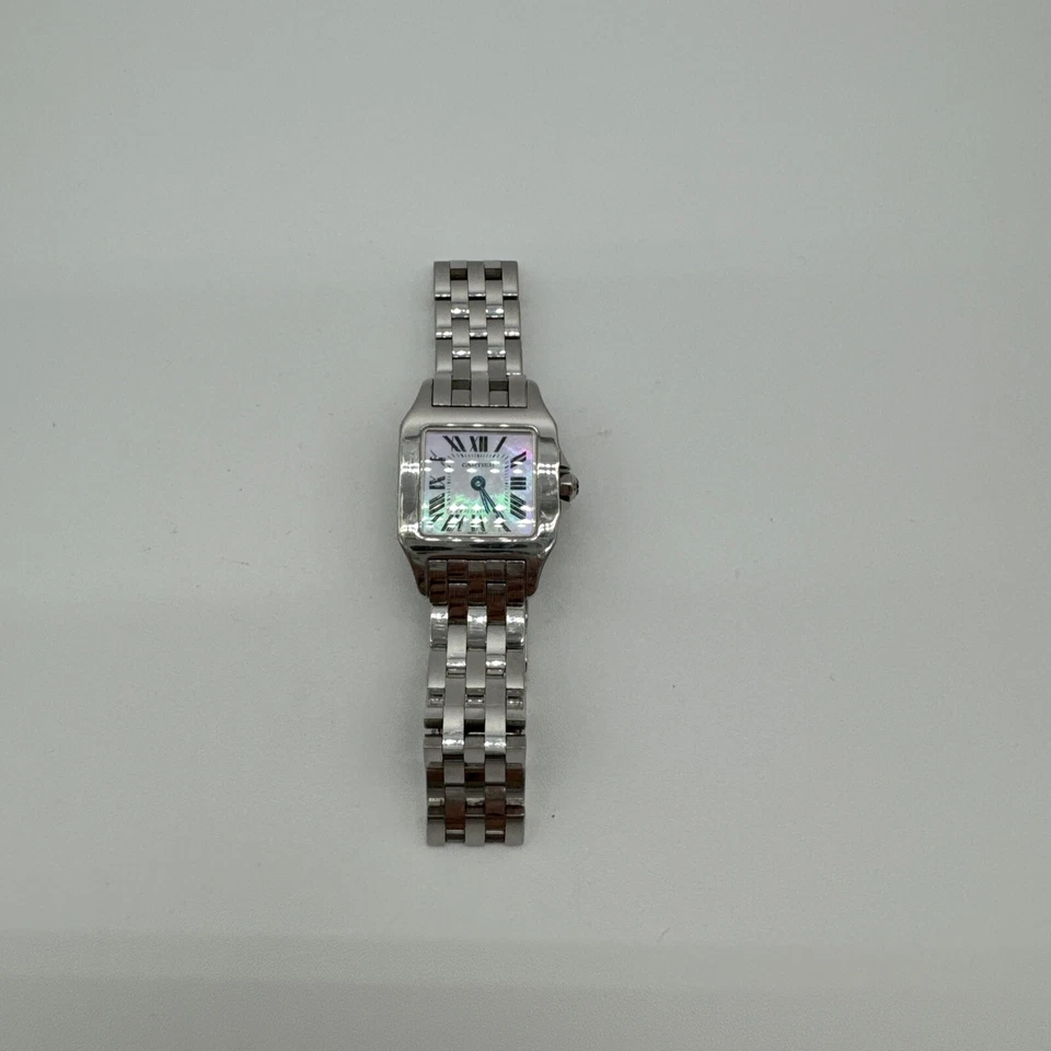 Cartier Santos Demoiselle Acero Inoxidable Madreperla Rosa Raro Foto 4 de 4
