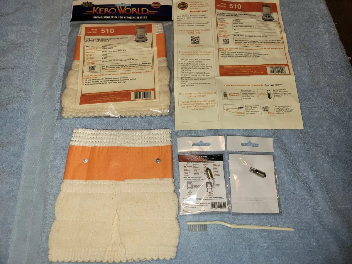 KEROSUN OMNI 105 J,K,L,0200 Kerosene Heater WICK/ IGNITER u0026amp; CLEANING  BRUSH KIT | eBay