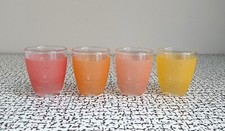 50s 60s Retro Vintage Kitsch Coloured Frosted Shot Tot Glasses Set 4 Atomic MCM
