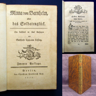 Lessing, Gotthold Ephraim 1770 Minna von Barnhelm, oder das Soldatenglück. am