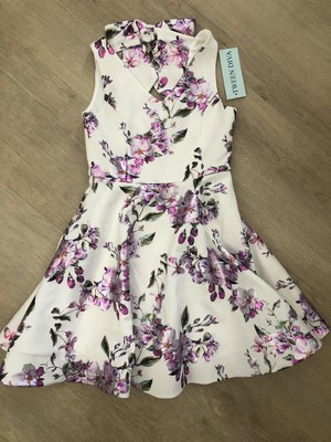Tween Diva Stunning Girls Party Dress Ivory With Iridescent Pink Florals Sz 7 