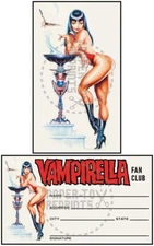 A SCARLET THIRST - VAMPIRELLA ART CARD AND FAN CLUB MEMBERSHIP CARD