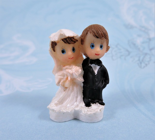 Bride Groom Miniature Wedding Cupcake Toppers 1.5" Resin K Collection