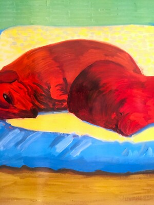 DAVID HOCKNEY RARE VTG 1995 LITHOGRAPH PRINT DOG PAINTINGS POP ART