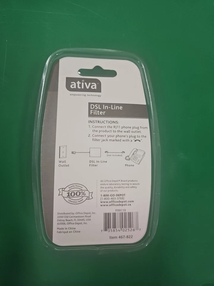 New ATIVA DSL In-Line Filter Item # 467-822 Free Shipping - Image 2 of 4