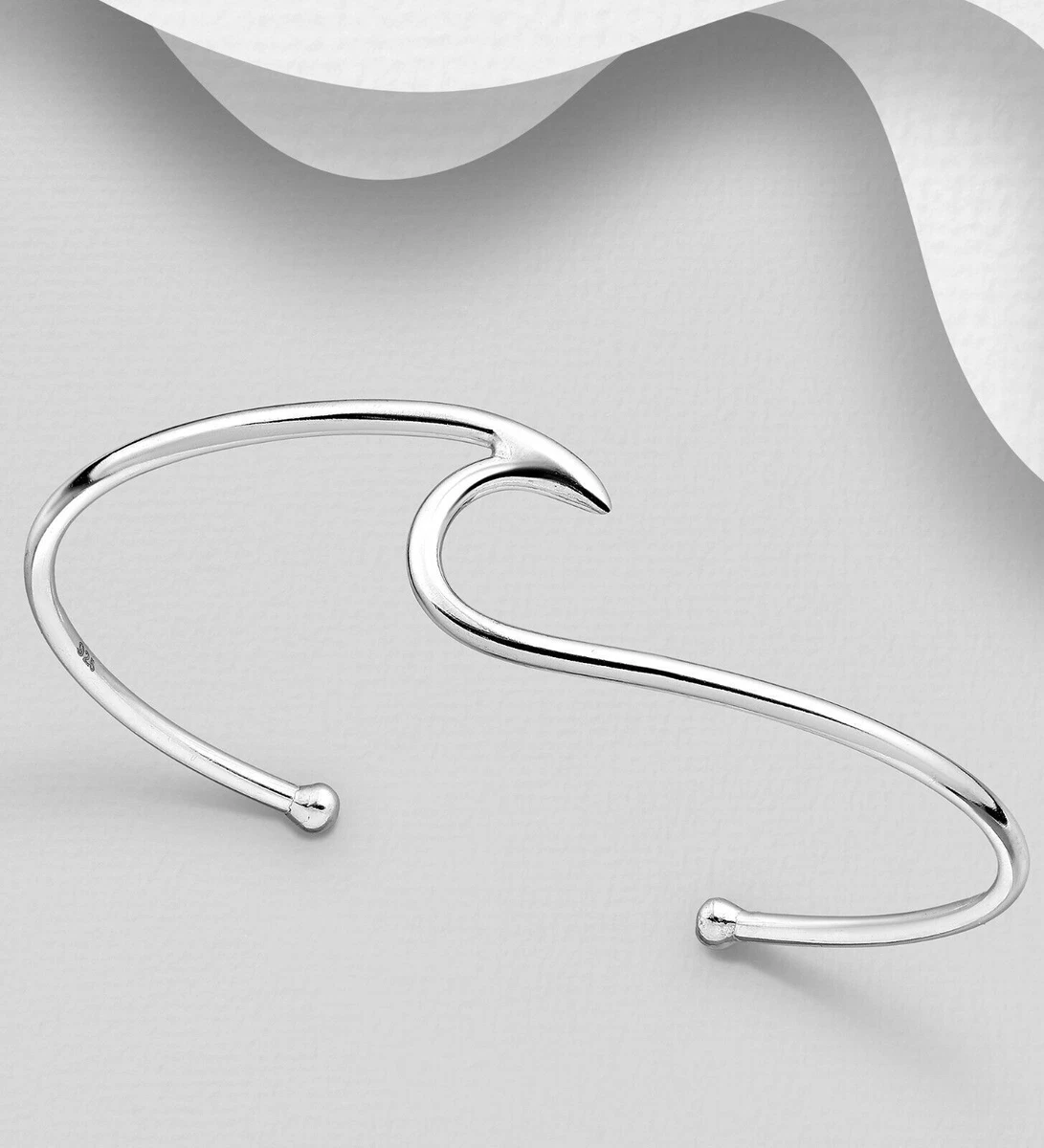 Sterling silver wave cuff cheap bracelet