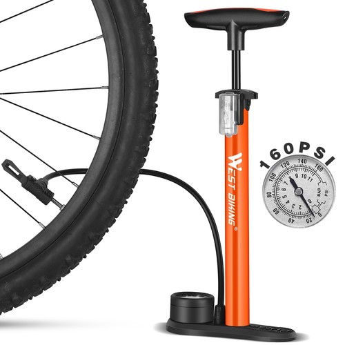 Luftpumpe Hochdruck Metall Fahrradpumpe 11 bar Standpumpe Manometer alle Ventile - Bild 8 von 16