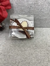 MINI CANDY DESIGN VOTIVE CANDLE LATTE MOCHA 3" X 1.5"  NIB WITH BOW