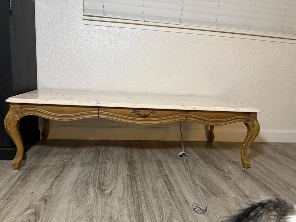 МЕБЕЛЬ ВЕЙМАНА французский провинциальный 55 «x 15» журнальный столик с белый мрамор - Изображение 3 из 4