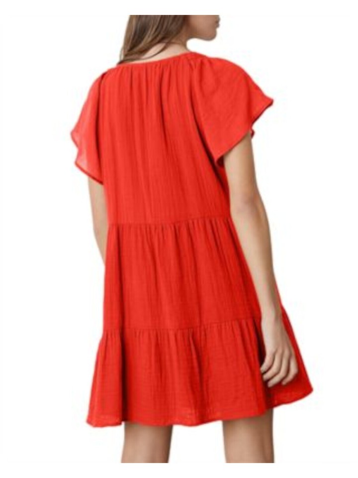 VELVET BY GRAHAM & SPENCER Womens Red Flutter Sleeve Shift Dress M eBay