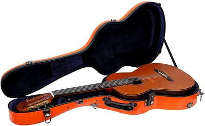 Crossrock Deluxe Fiberglass Classical Guitar Case, 4/4 Full Size-TSA Lock