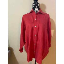 Planet by Lauren G Shirt Womens One Size Red Tunic Ladies Made in USA