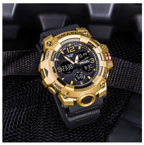 SMAEL Herren Sportuhr Militär Digital Armbanduhr großes Zifferblatt LED Licht Stoppuhr - Bild 11 von 21