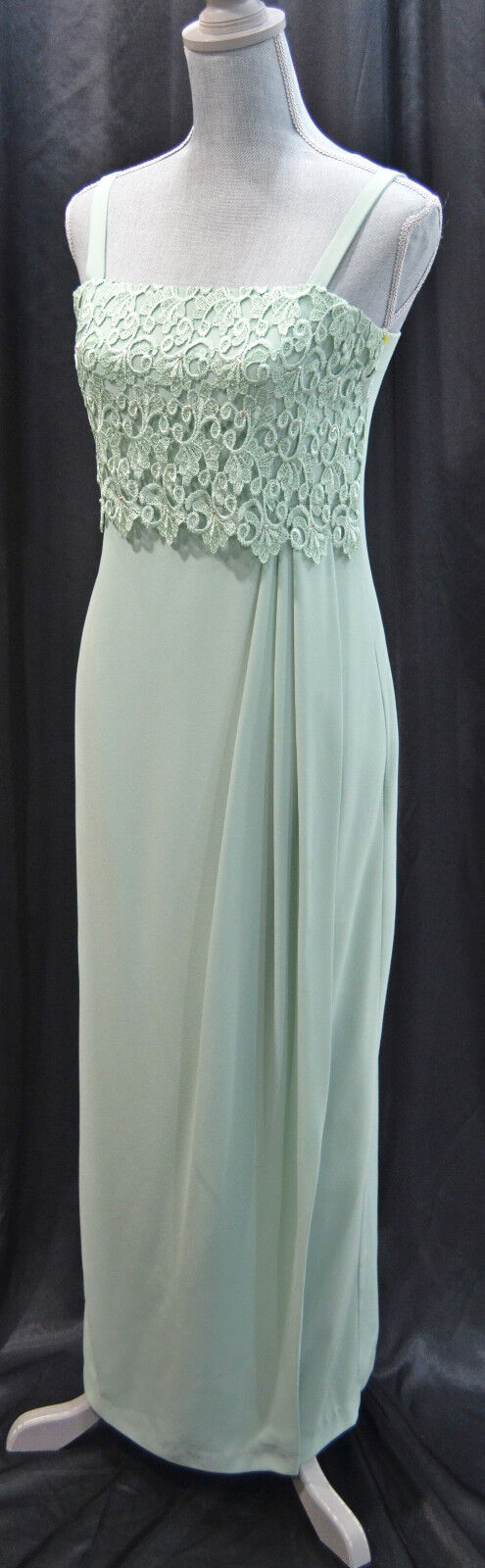 VTG. After Dark Honeydew green lace beaded party … - image 1