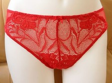 RED LACE PANTIES MADE IN EUROPE SHEER BRIEFS HOLIDAY GIFT FOR WOMEN S M L XL 2X