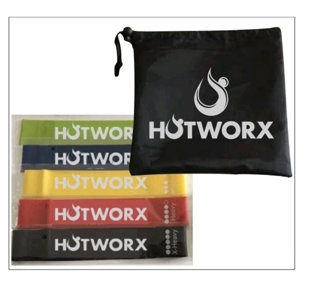 HOTWORX Resistance Bands Set Of 5 Rubber w/ Carry Bag